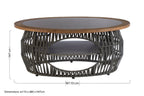 Grey Stone and Natural Wood Top Coffee Table with Rope Base | Opus