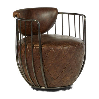Brown Leather Swivel Chair | Hoxton