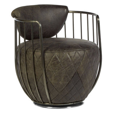 Dark Grey Leather Swivel Chair | Hoxton