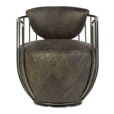 Dark Grey Leather Swivel Chair | Hoxton