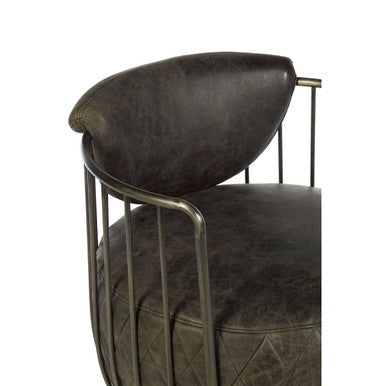 Dark Grey Leather Swivel Chair | Hoxton