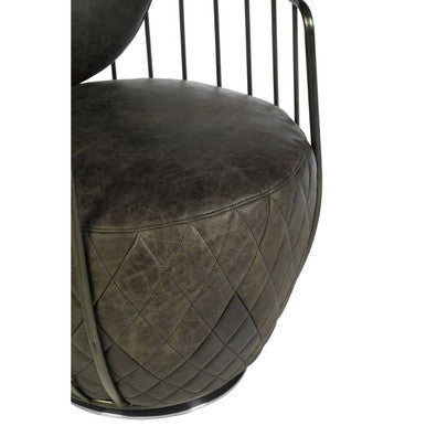 Dark Grey Leather Swivel Chair | Hoxton
