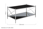 Black and Silver Two-Tier Mirrored Glass Console Table with Cross Design, Hoffmann