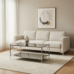 Black and Silver Two-Tier Mirrored Glass Console Table with Cross Design, Hoffmann