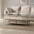 Black and Silver Two-Tier Mirrored Glass Console Table with Cross Design, Hoffmann