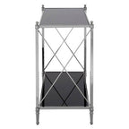 Black Mirrored Glass Two-Tier Console Table with Silver Nickel Finish Frame, Hoffmann