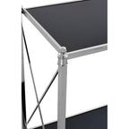 Black Mirrored Glass Two-Tier Console Table with Silver Nickel Finish Frame, Hoffmann