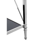 Black Mirrored Glass Two-Tier Console Table with Silver Nickel Finish Frame, Hoffmann