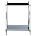 Silver 2 Tier Black Mirrored Glass Square Side Table | Hoffmann
