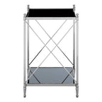 Silver 2 Tier Black Mirrored Glass Square Side Table | Hoffmann