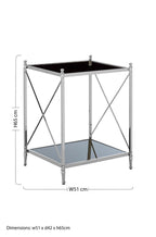 Silver 2 Tier Black Mirrored Glass Square Side Table | Hoffmann