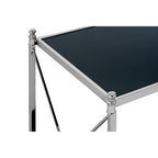 Silver 2 Tier Black Mirrored Glass Square Side Table | Hoffmann
