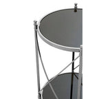 Black Mirrored Glass Two Tier Round Side Table | Hoffmann