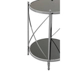 Black Mirrored Glass Two Tier Round Side Table | Hoffmann