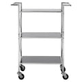 Black Mirrored Glass 3 Tier Trolley with Silver Finish | Hoffmann
