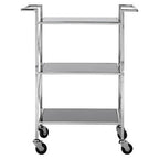 Black Mirrored Glass 3 Tier Trolley with Silver Finish | Hoffmann
