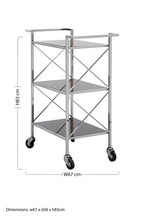 Black Mirrored Glass 3 Tier Trolley with Silver Finish | Hoffmann