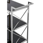 Black Mirrored Glass 3 Tier Trolley with Silver Finish | Hoffmann