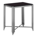 Black Granite Top Art Deco Side Table with Silver Finish X-Shaped Cross, Clarice