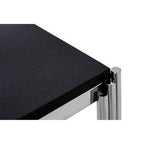 Black Granite Top Art Deco Side Table with Silver Finish X-Shaped Cross, Clarice