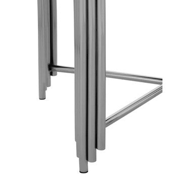 Black Granite Top Art Deco Side Table with Silver Finish X-Shaped Cross, Clarice