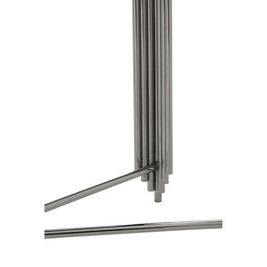 Black Granite Top Art Deco Console Table with Silver Finish X-Shaped Cross, Clarice