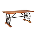 Rose Gold Solid Acacia Wood Dining Table with Bow-Shaped Inlay, Nandri