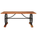 Rose Gold Solid Acacia Wood Dining Table with Bow-Shaped Inlay, Nandri