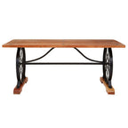 Rose Gold Solid Acacia Wood Dining Table with Bow-Shaped Inlay, Nandri