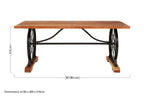 Rose Gold Solid Acacia Wood Dining Table with Bow-Shaped Inlay, Nandri