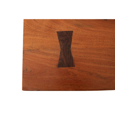 Rose Gold Solid Acacia Wood Dining Table with Bow-Shaped Inlay, Nandri