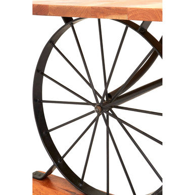 Rose Gold Solid Acacia Wood Dining Table with Bow-Shaped Inlay, Nandri