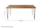 Brown Slatted Teak Wood Dining Table with Nickel Finish Hairpin Legs | Nandri
