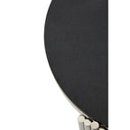 Black Granite Round Side Table with Silver Finish Fluted Effect Legs | Clarice