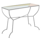 Pastel Mirror Top Square Console Table with Silver Finish Stainless Steel Frame, Arbus