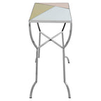 Pastel Mirror Top Square Console Table with Silver Finish Stainless Steel Frame, Arbus