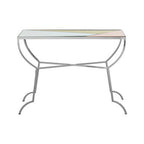 Pastel Mirror Top Square Console Table with Silver Finish Stainless Steel Frame, Arbus