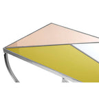 Pastel Mirror Top Square Console Table with Silver Finish Stainless Steel Frame, Arbus