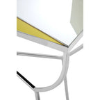 Pastel Mirror Top Square Console Table with Silver Finish Stainless Steel Frame, Arbus
