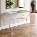 Pastel Mirror Top Square Console Table with Silver Finish Stainless Steel Frame, Arbus