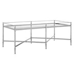 Mirrored Glass Top Coffee Table with Silver Finish Metal Cross Frame, Zach