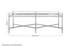 Mirrored Glass Top Coffee Table with Silver Finish Metal Cross Frame, Zach