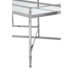 Mirrored Glass Top Coffee Table with Silver Finish Metal Cross Frame, Zach