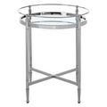 Round Mirrored Glass Side Table with Silver Cross Frame | Zach