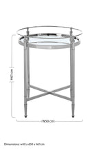 Round Mirrored Glass Side Table with Silver Cross Frame | Zach