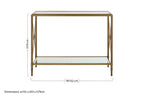 Gold Antique Effect Console Table with Cross End Design and Two-Tier Glass Shelves, Axis