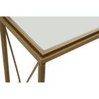 Gold Antique Effect Console Table with Cross End Design and Two-Tier Glass Shelves, Axis