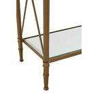 Gold Antique Effect Console Table with Cross End Design and Two-Tier Glass Shelves, Axis
