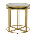 Black Tinted Glass Top 5 Piece Nesting Tables with Gold Finish Frames, Axis