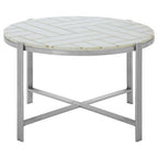 White Marble Top Coffee Table with Gold Detail and Silver Finish Frame | Eva